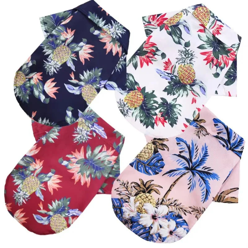 Hawaiian Beach Style Dog T-Shirts Thin Breathable Summer Dog