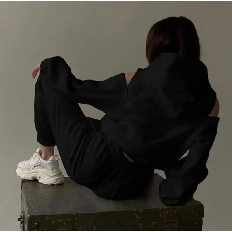 2024 Winter Two Piece Sets Women Tracksuit Oversized Suit Trouser Suits Female Sweatshirt Solid Sports Hoodie Sportswear Autumn