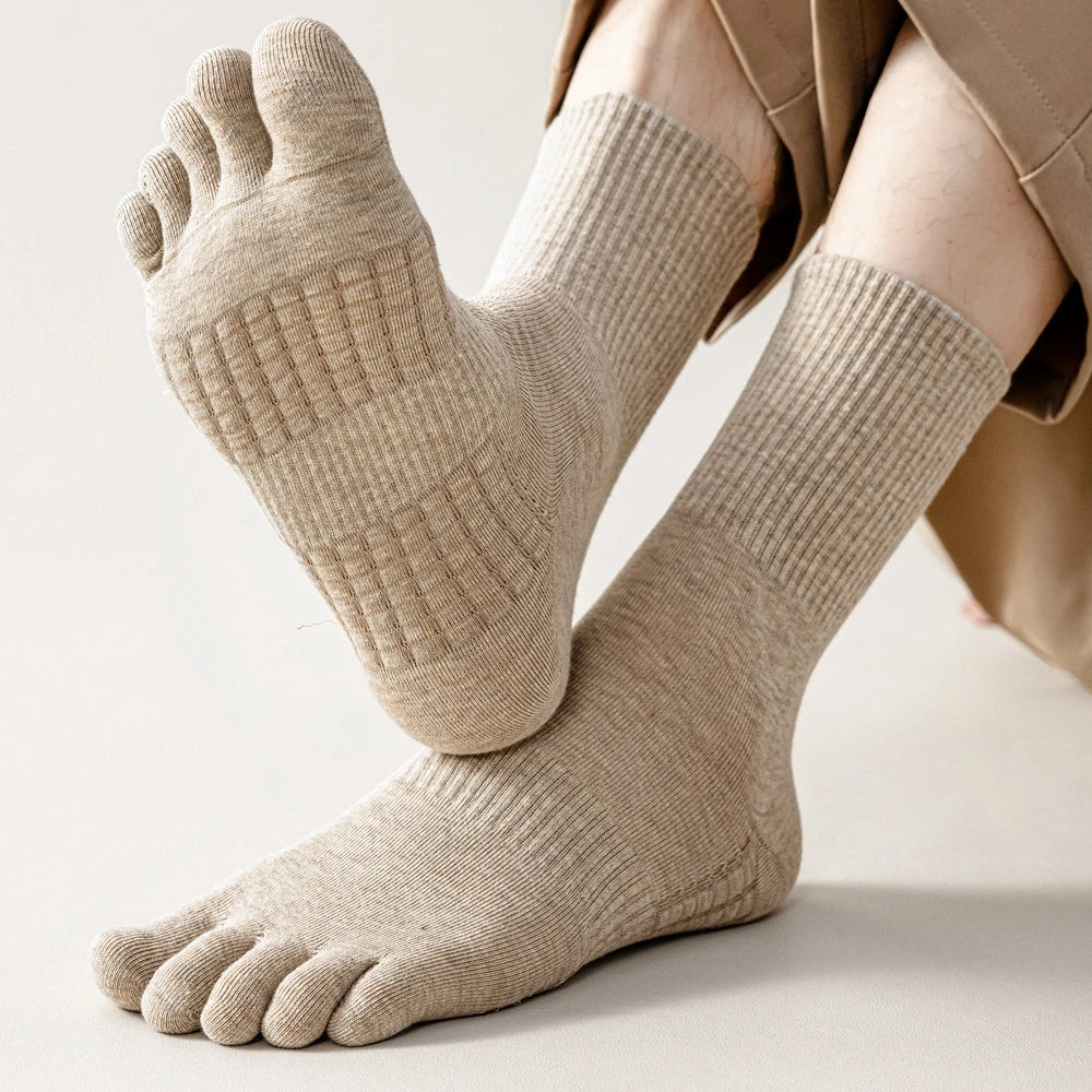 3 Pairs Five Finger Socks Men Anti-slip Sports Athletic Crew Socks Men High Quality Cotton Toe Socks Basketball Middle Tube