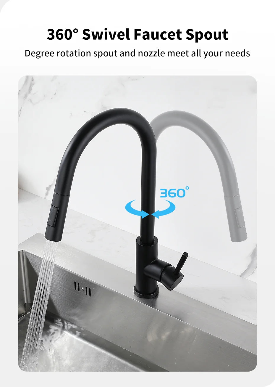 Black Smart Touch Kitchen Faucet Crane For Sensor Kitchen Water Tap Sink Mixer Rotate Touch Faucet Sensor Water Mixer 1015