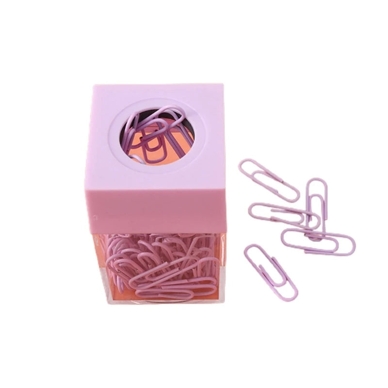 Magnetic Paper Clip Holder with Paper Clips Cute Office Supplies for Desk Organizer Magnetic Paper Clip Dispenser Box K1KF