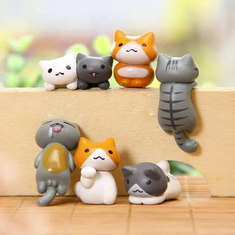 1/6Pcs Funny Neko Atsume  Meow Mochi Dango Cat Flower Pot Micro Landscape Mini Doll  Balcony Decorations Flower Pot Home Decor