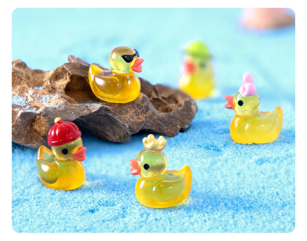 10/20/30PCS Mini Fluorescent Yellow Duck Ornament Miniature Figures Tiny Resin Handicraft Micro Landscape Dollhouse Decoration