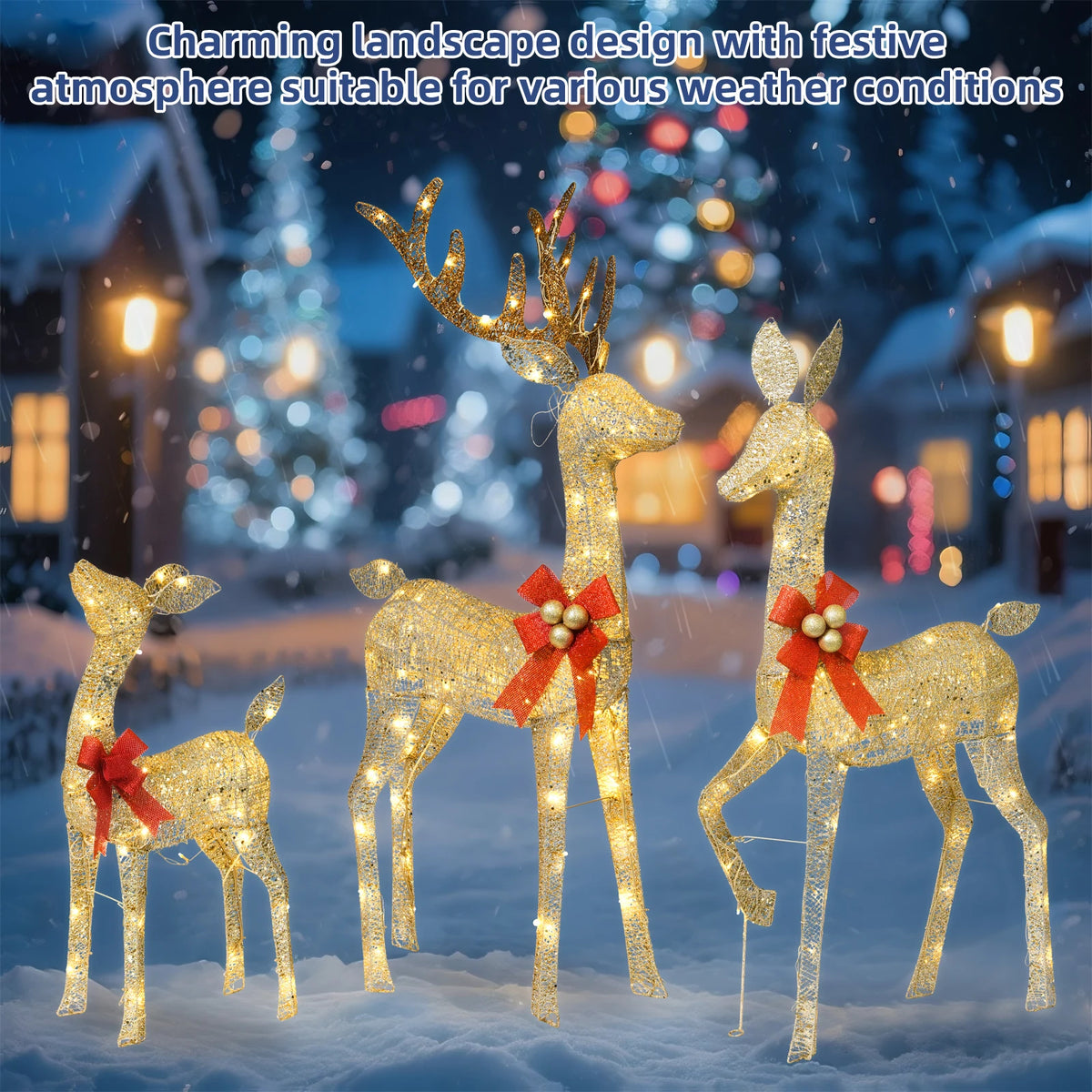 3D 3-Piece Outdoor Reindeer Christmas Decorations