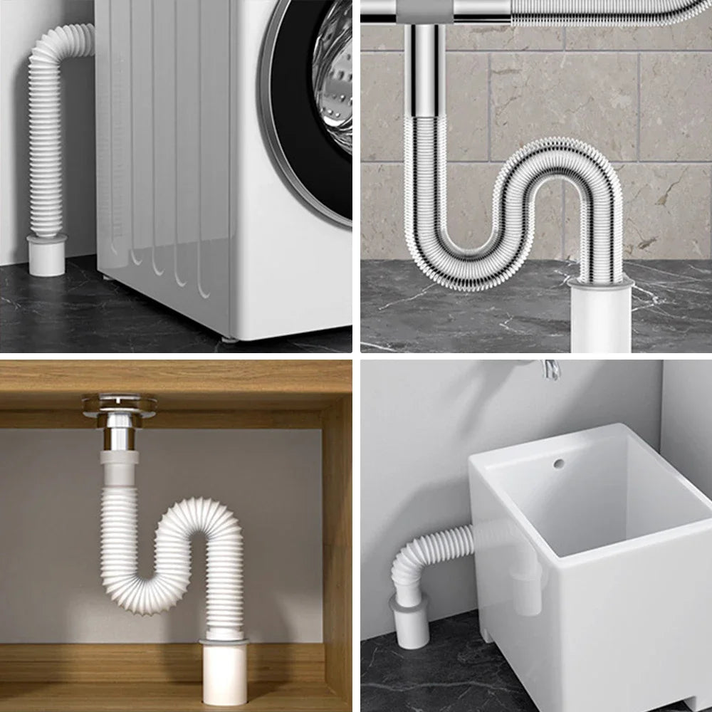 Silicone Drain Pipe for Kitchen Sink, Drain Trap, Dish Drainer, Sewer Sealing Plug, Bathroom Accessories, Siphon, Bathtub, Home