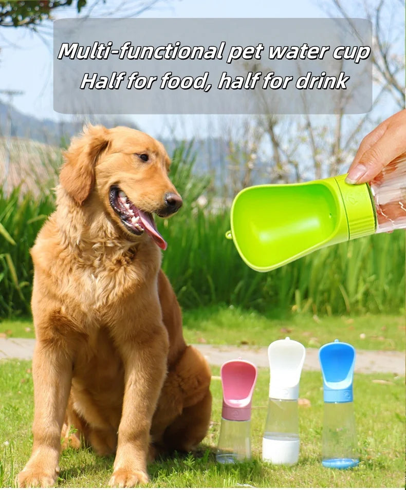 2In1 Portable Dog Water Bottle With Food Container For Small Large Dogs Cat Pet Outdoor Drinking Bowl Golden Retriever Supplies