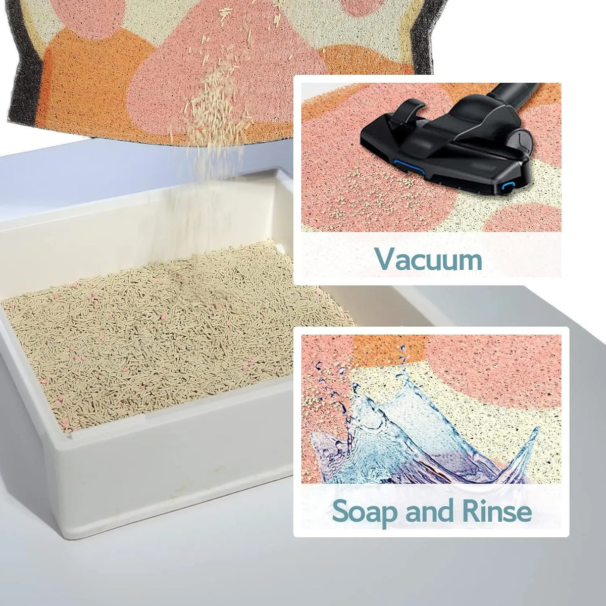 Cute Cat Litter Mat Litter Box Mat Litter Trapping Mat Soft on Kitty Paws Anti Slip Pet Accessories Door Floor mats Bathroom Mat