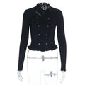 Retro Dark Subculture Lolita Mesh Trim Buckle Tees Gothic Punk
