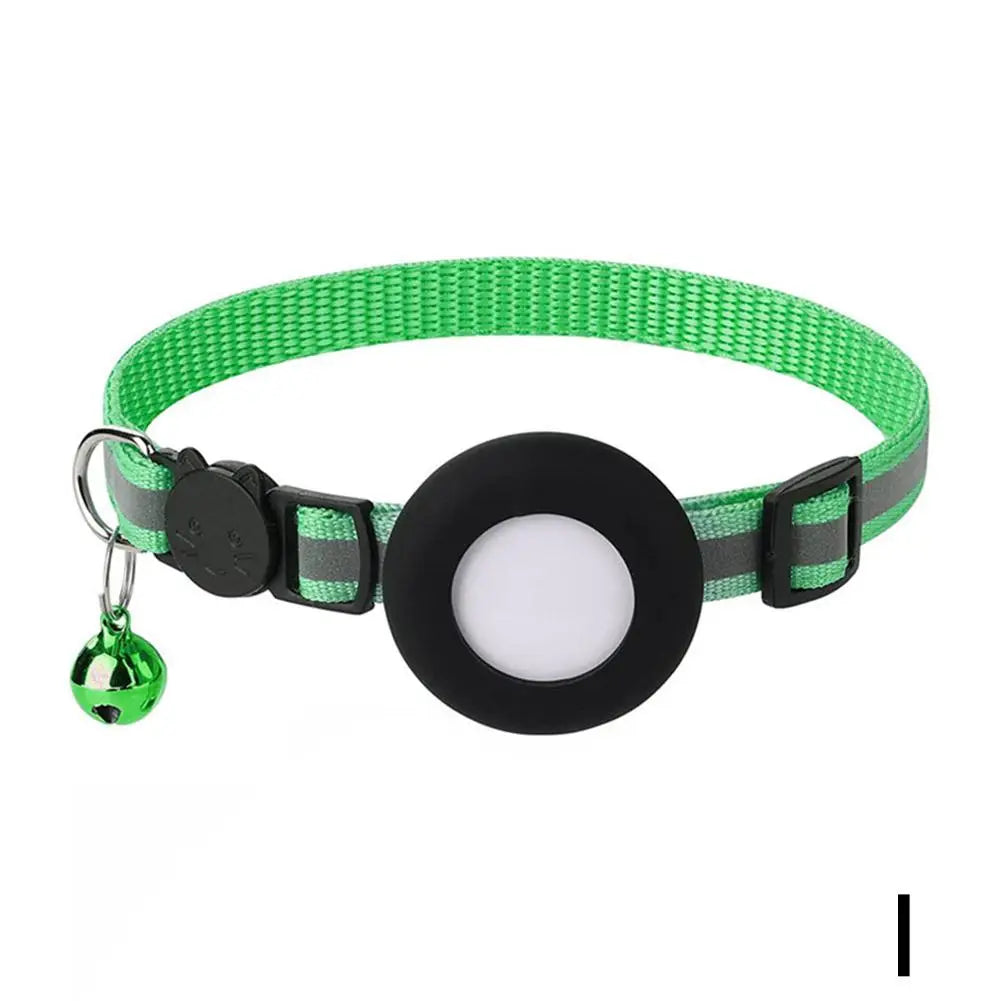 Pet Cat GPS Protective Sleeve With Bell Cute Reflective Cat Collar Address Night Tracking Cover Anti-Lost Cat Necklace