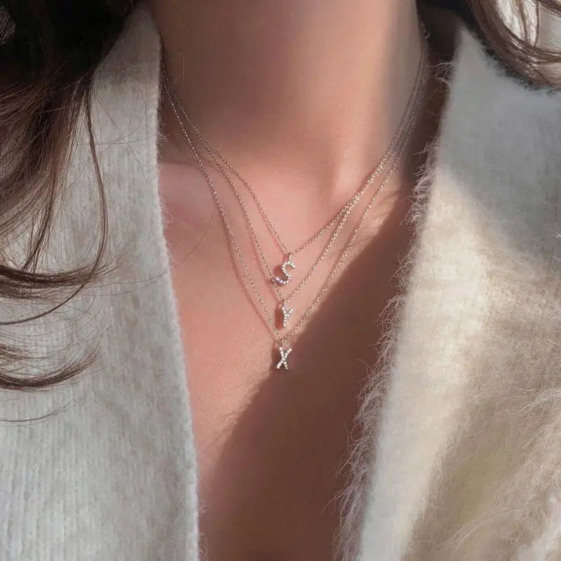 Fashion Shining A-Z Letter Pendant Charm Necklace 26 Initial
