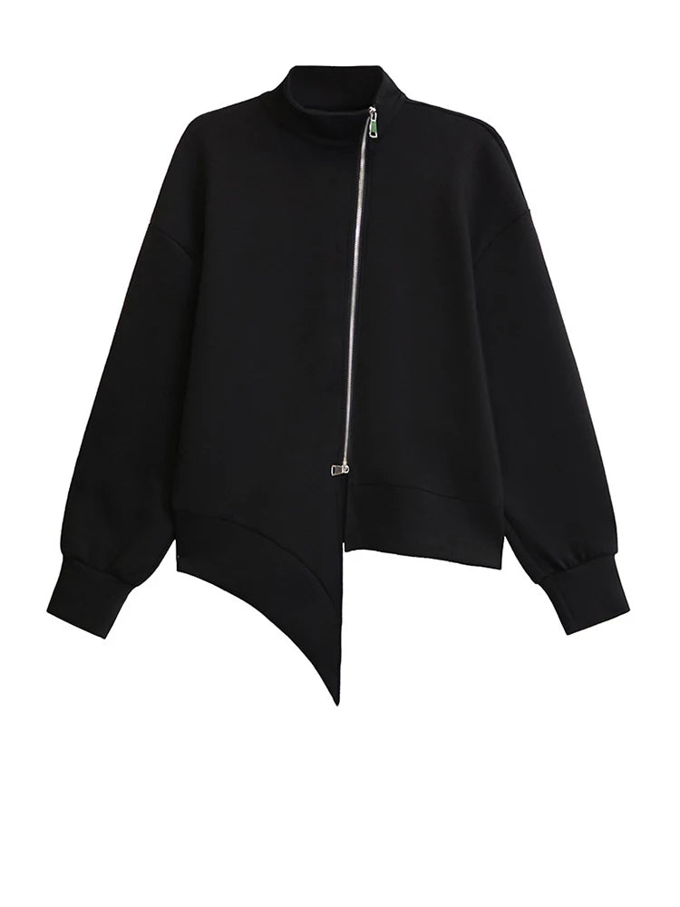 [EAM] Zipper Sweatshirt Half-body Skirt Two Pieces Suit New Turtleneck Long Sleeve Women Fashion Tide Spring Autumn 2026 1DH7237
