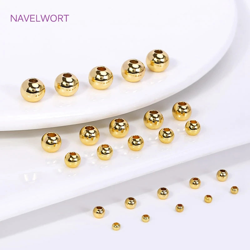 2/2.5/3/4/5/6mm 18K Gold Plated Loose Beads Brass Round Spacer
