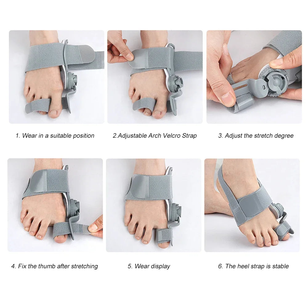 Bunion Corrector for Women & Men - Adjustable Knob Brace with Toe Separator & Anti-Slip Heel Strap, Big Toe Pain Relief (1PC)