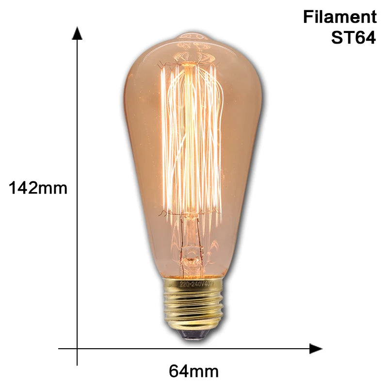 Retro Edison Light Bulb E27 40W 220V 110V Bedroom Industrial Loft Vintage Bulb For Home Decor Filament incandescent Edison Lamp