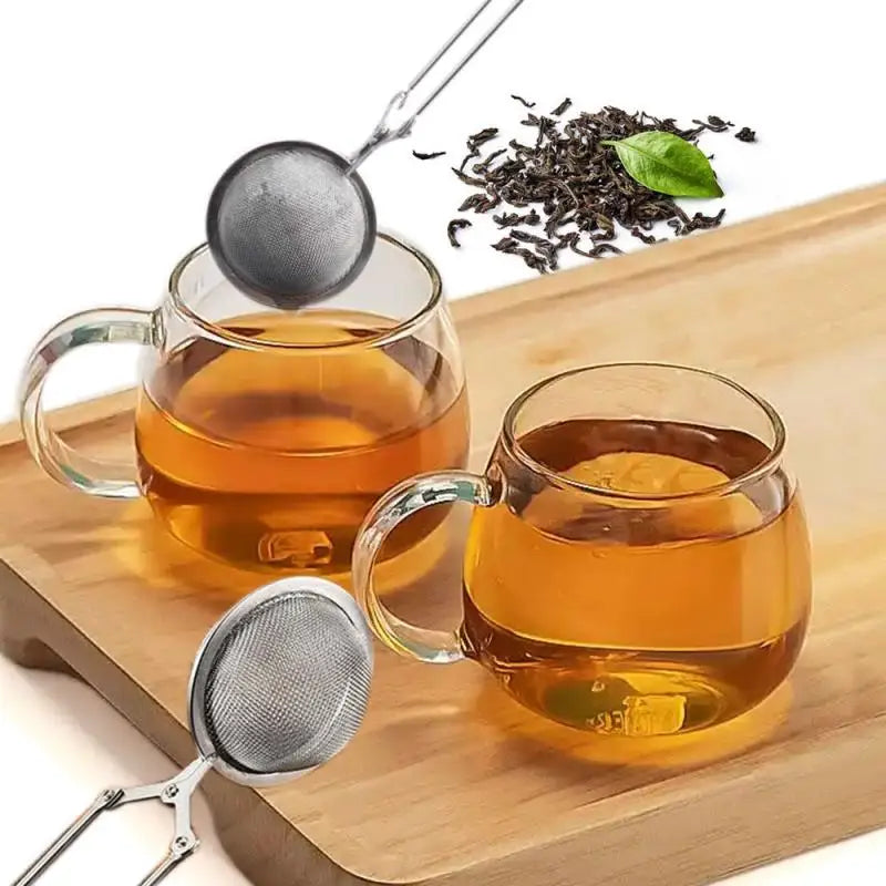 1-4pcs Reusable Steel Tea Infuser Sphere Mesh Tea Strainer Filter Herb Kitchen Gadget Handle Diffuser Coffee Tea Infuser Handle