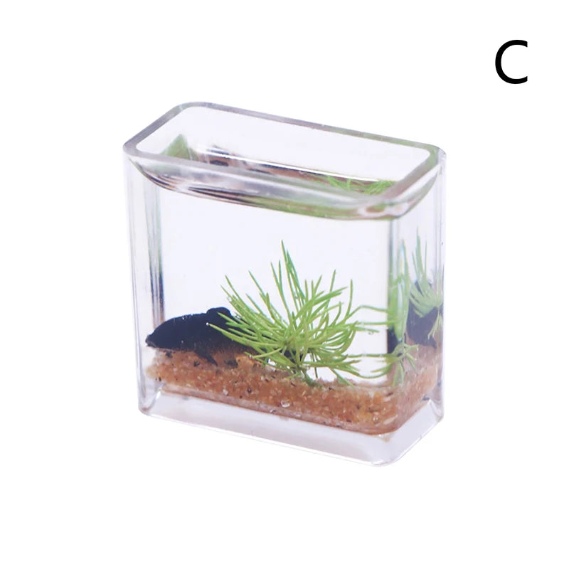 1Pc 1:12 Dollhouse Miniature Fish Tank Simulation Aquarium Home Decor Toy Doll House Accessories