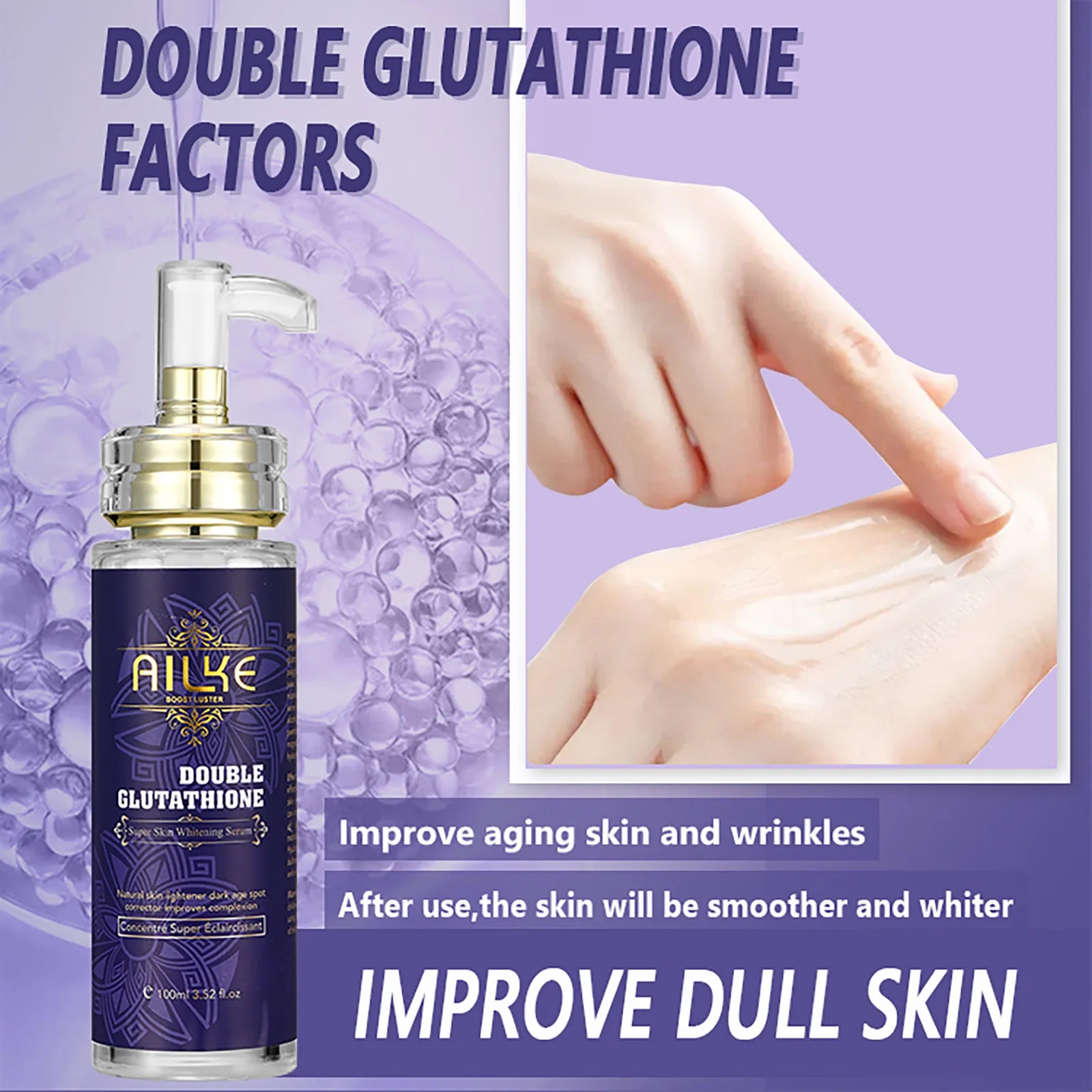 AILKE Whitening Skin Care Set, Lightening, With Double Glutathione, Reduce Black, Dark and White Spots, For All Skin Types