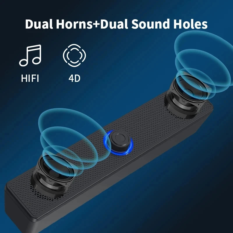 Soundbar Computer PC TV Laptop Desktop Wired Wireless Bluetooth