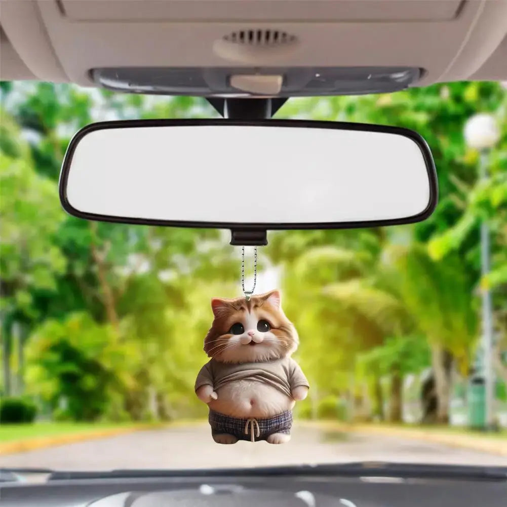 Fat Puppy Keychain 2d Flat Acrylic Cartoon Dog Ornament Car Mirror Backpacks Hanging Pendant For Home Decor G3z1