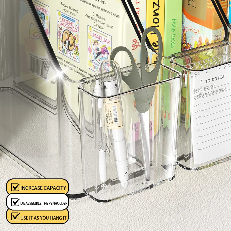 Vertical File Holder, Clear PET Desk Organizer and Storage Bins Holding for Magazines, Binders, Notebooks, Envelopes, Multi-purp