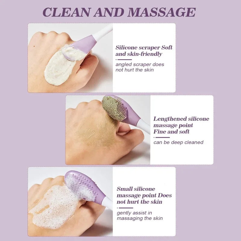 Silicone Facial Cleansing & Mask Brush 2 In1 Cleaning Tools Facial Skin Care Scrub Exfoliator Scrub Pore Blackhead Deep