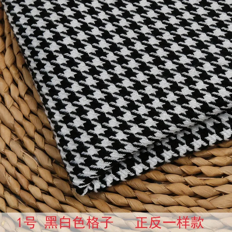 High-end Thousand Bird Grid Sofa Fabric Thickening Plaid Cotton Linen Cloth Tablecloth Pillow Cushion Cover Handmade DIY Fabric