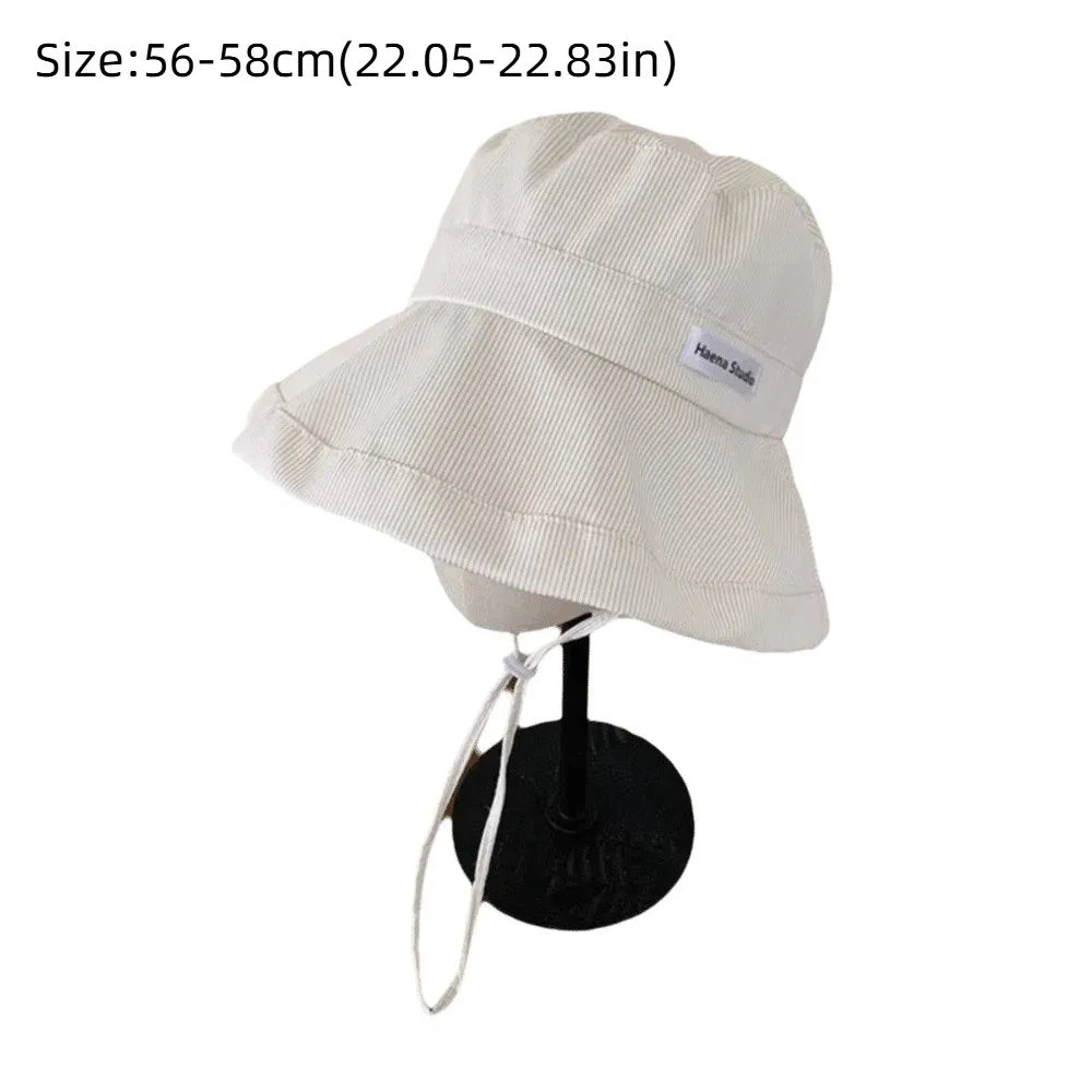 Y2K Wide Brim Fisherman Caps Candy Color with Rope Bucket Hats