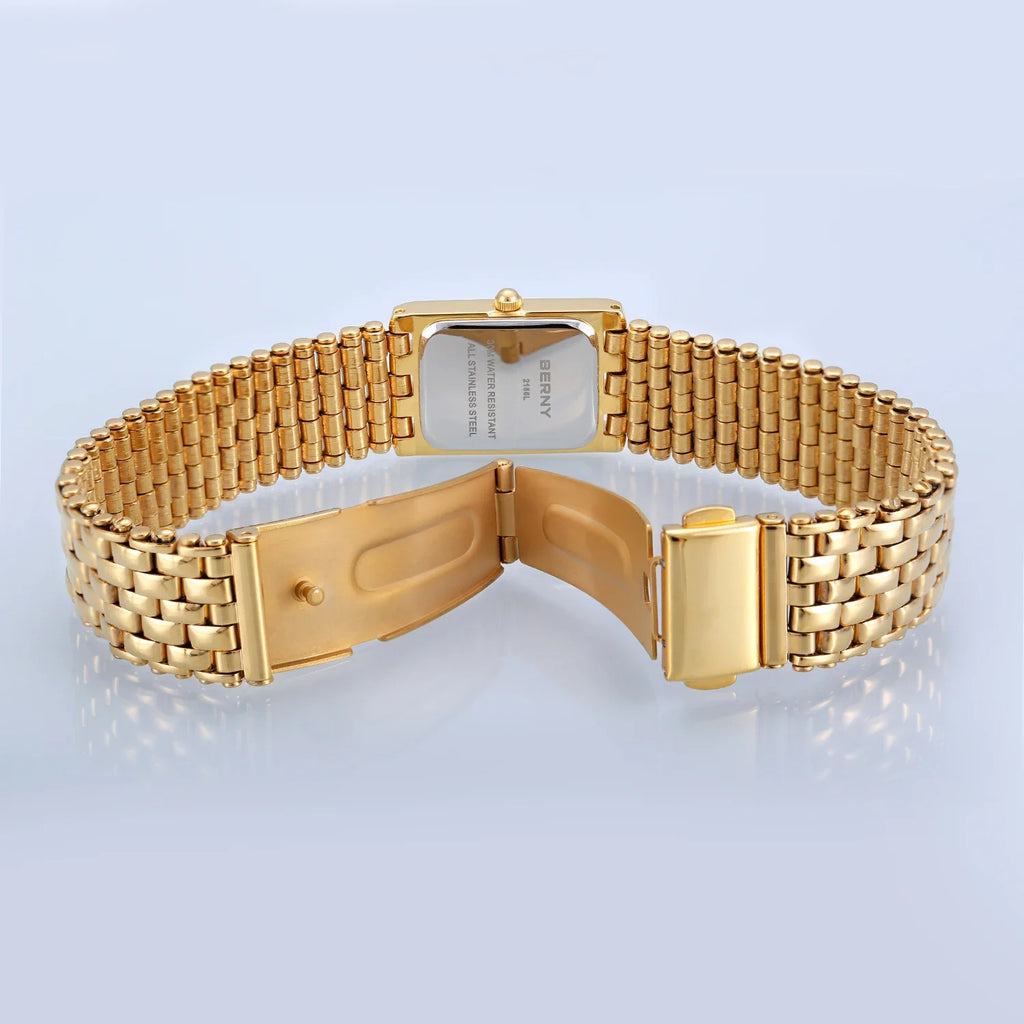BERNY Golden Women Wristwatch Luxury Women Watch Square Golden