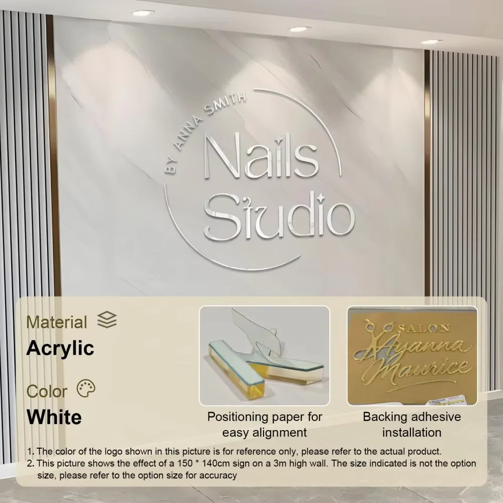 Customized 3D Business Logo Sign Laser Cut Acrylic Wall Mounted Name Sign Beauty Salon/Office/Shop/Home/Dental/SPA Decor