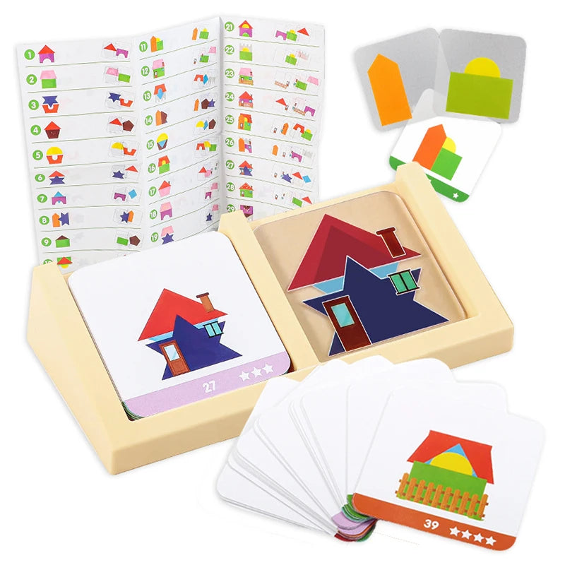 House Design Logic Game Montessori Toys Creative Geometric Shape Spatial Imagination Intellectual Thinking Puzzle Games Kids Toy