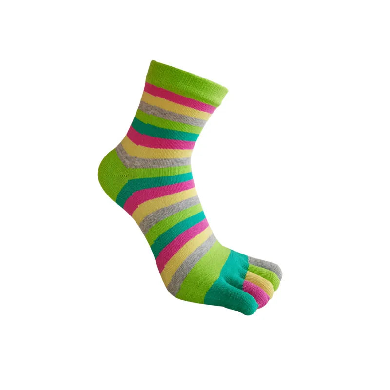 Cute Short Toe Socks Women Girl Cotton Striped Cat Love Fashion Sweat-Absorbing Anti-Bacterial Breathable Warm Five Finger Socks