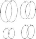 4Pairs Stainless Steel Clip on Hoop Earrings for Women Fake Hoop