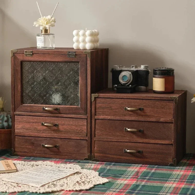 Wooden Desk Organizer with Drawers