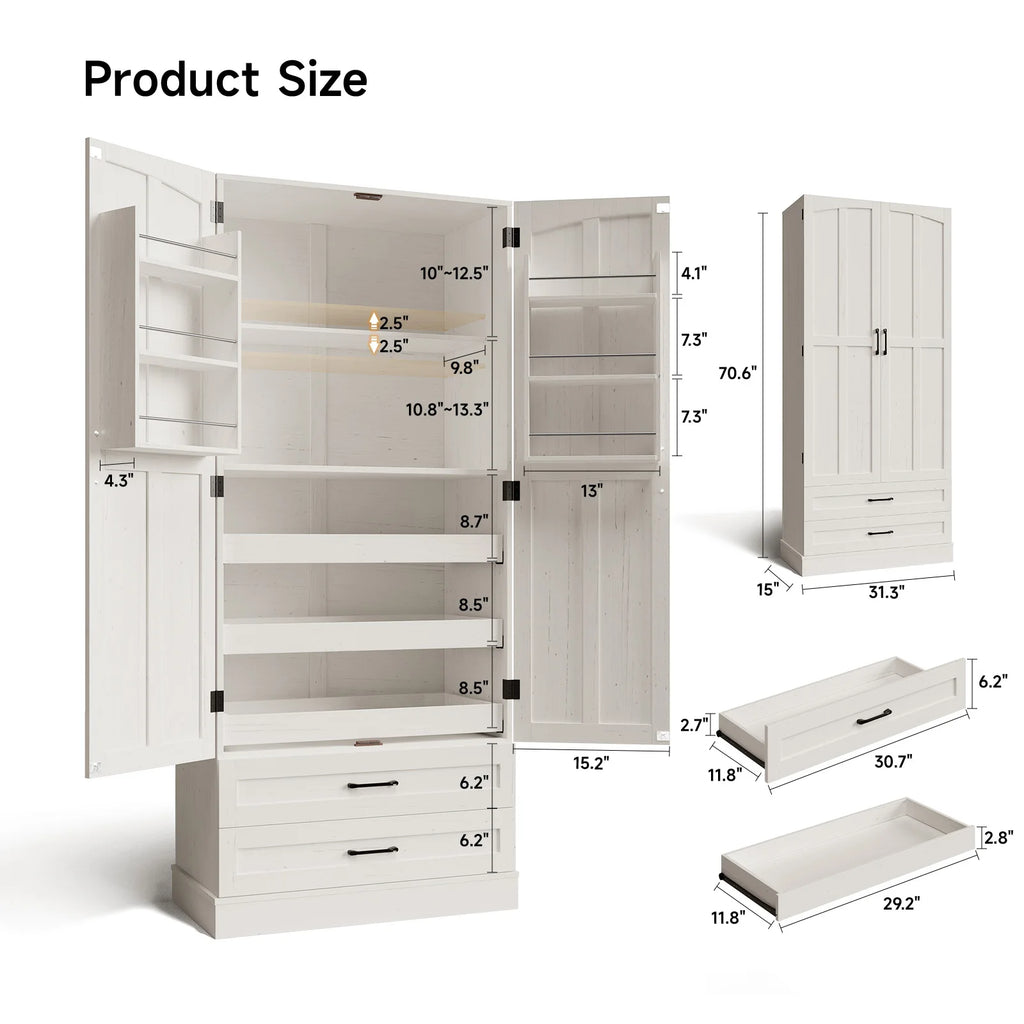 6 Door Kitchen Pantry Cabinet Pantry Storage Cabinet with Shelves