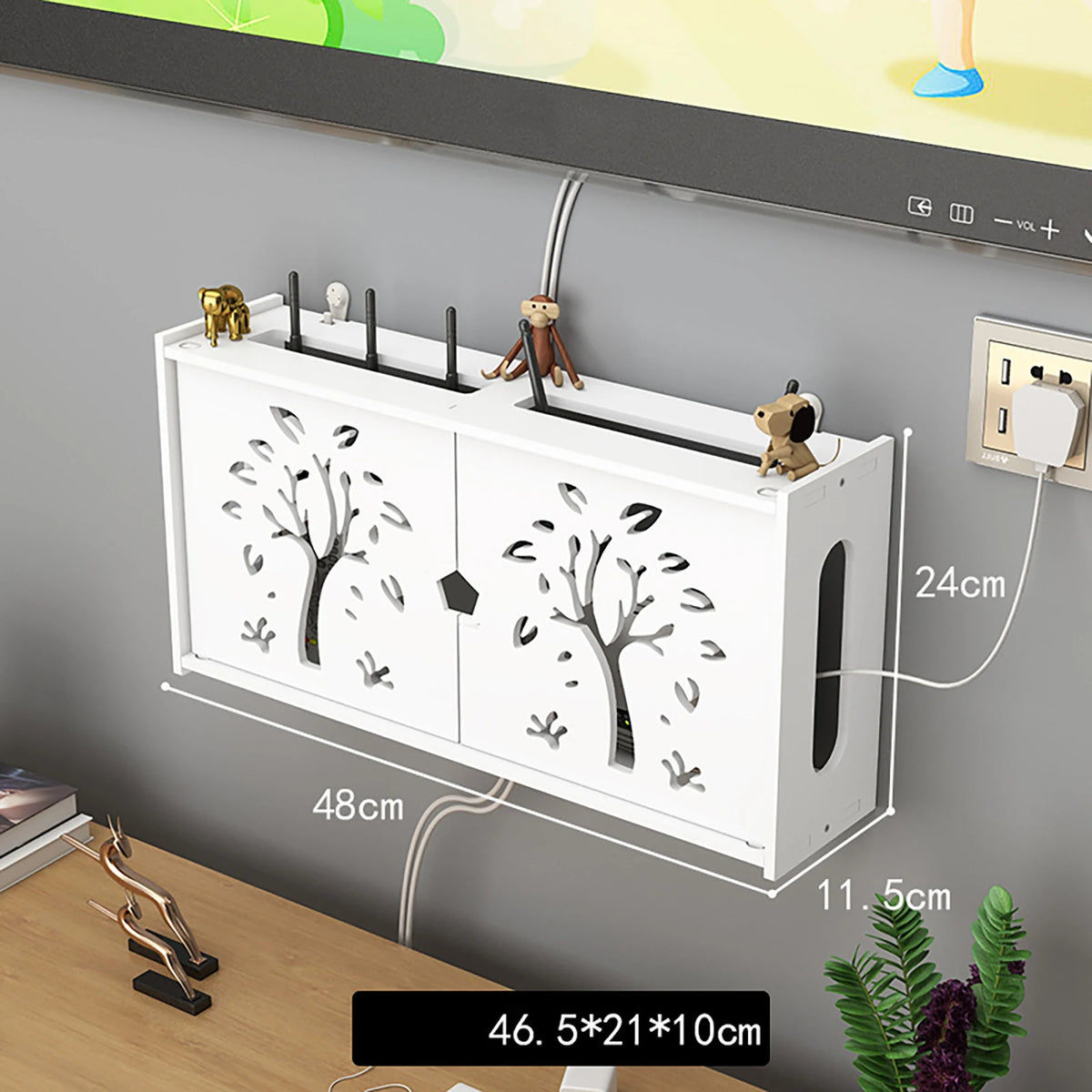 Punch-free Double Layers Wall Shelf TV set-top Box Rack Living Room Router Wall Hanging Storage Box Wireless Wifi Router Shelf