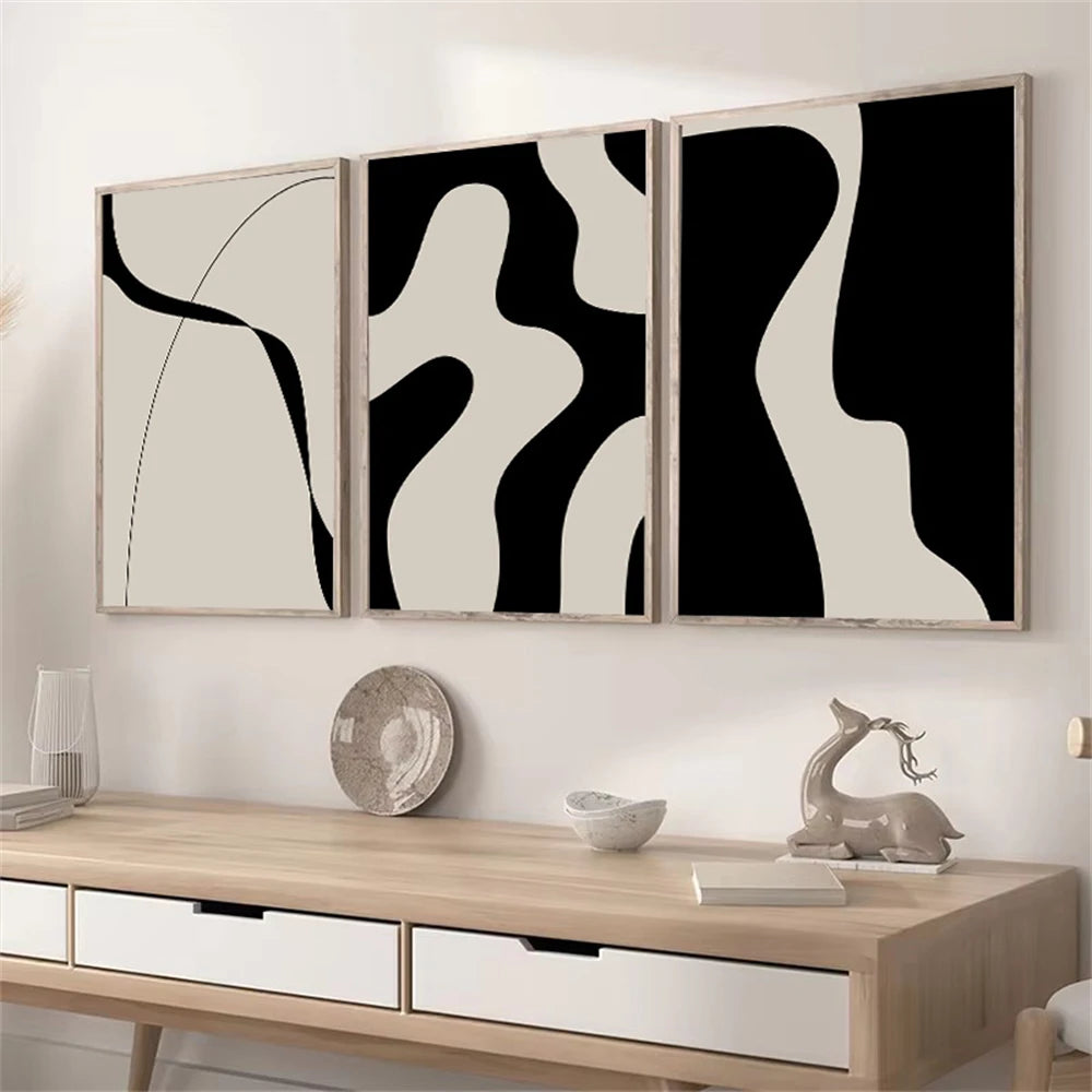 Minimalist Aesthetic Black And White Canvas Print Nordic Poster Abstract Paintings For Living Room Wall Art Pictures Room Decor