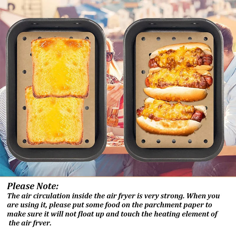 100Pcs Air Fryer Paper Disposable Non-Stick Kitchen Baking Oil-proof Paper Micro-wave Barbecue Oven Fryer Papers Steamer Paper