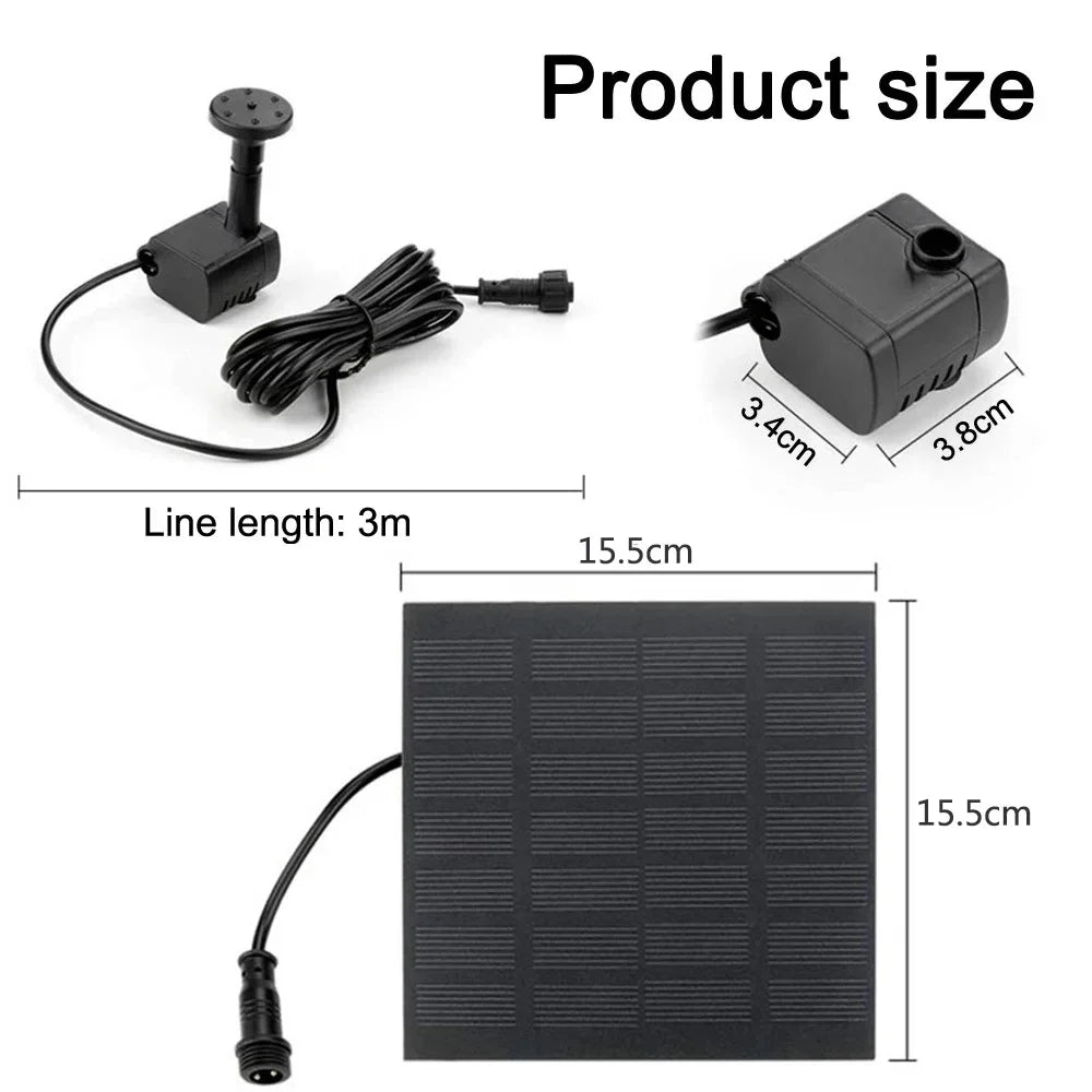 Solar - Powered Water Pump for 11/15.5cm Water Fountains: 8 - Nozzle Outdoor Watering Set