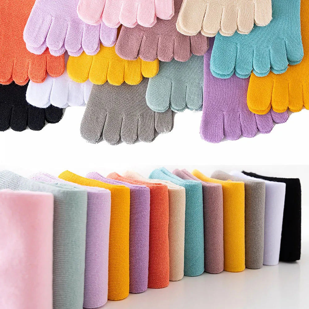 Hot Sale! Women Toe Socks with Separate Fingers Summer Solid Color Cotton Five Finger Socks Women Low Cut Ankle Socks Yoga Sport