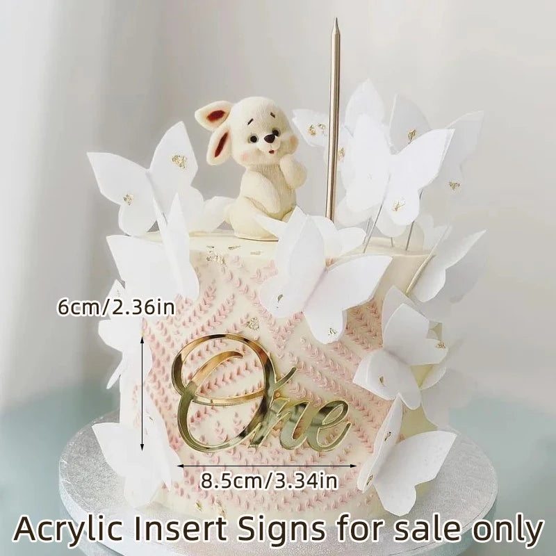 Acrylic Boy Girl Baby One Happy Birthday Cake Toppers Gold Baby 1st Birthday Cake Topper for Kids Birthday Party Cake Decoration