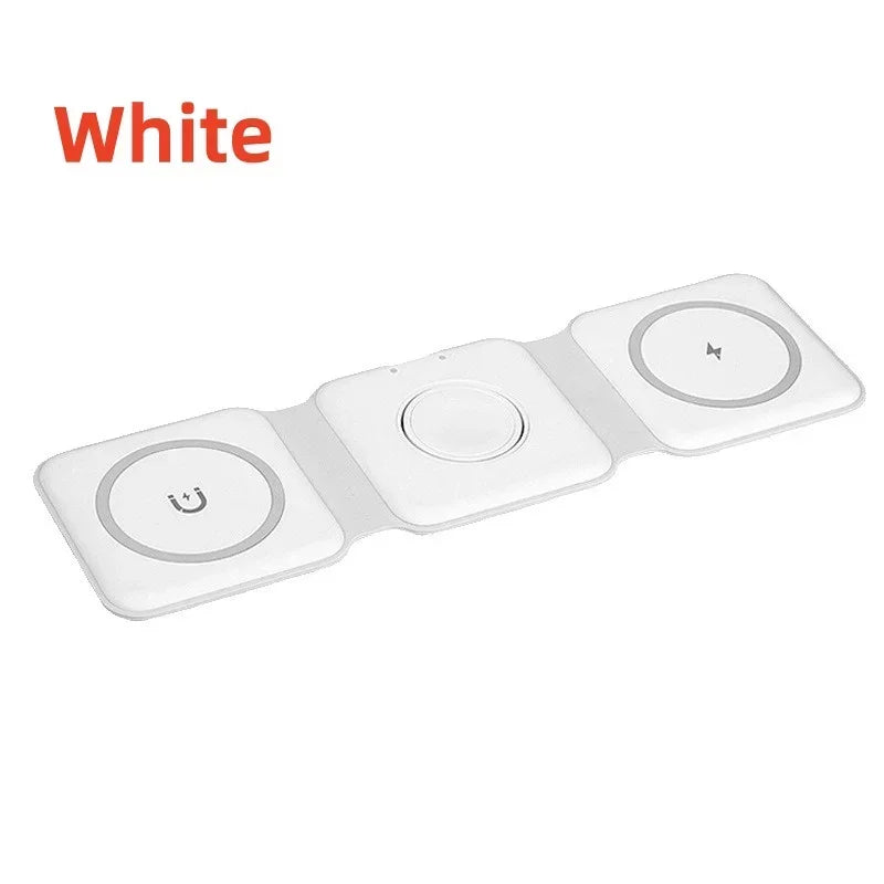 3 in 1 Magnetic Wireless Charger Portable Fast Charging Dock Station Foldable Stand Trip Charger For iPhone Apple Watch AirPods