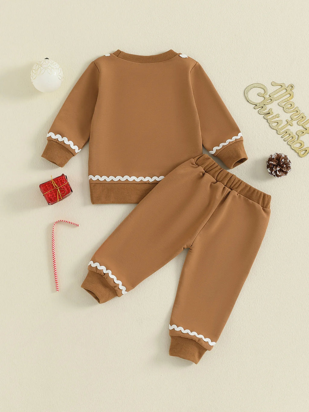 Toddler Baby Boy Girl Gingerbread Outfit Long Sleeve Sweatshirt and Pants Infant Newborn Christmas Outfits
