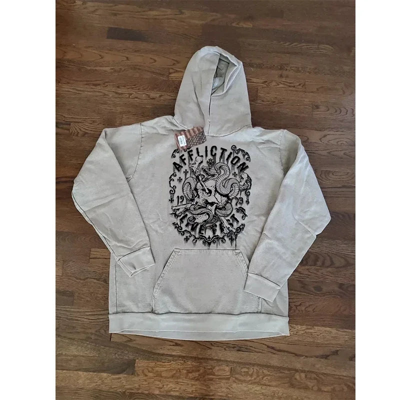 Hooded Sweatshirt Creative Print Pattern Designs Men Harajuku Style Casual Hip Hop Element Hoodie Fall and Winter Long Sleeve