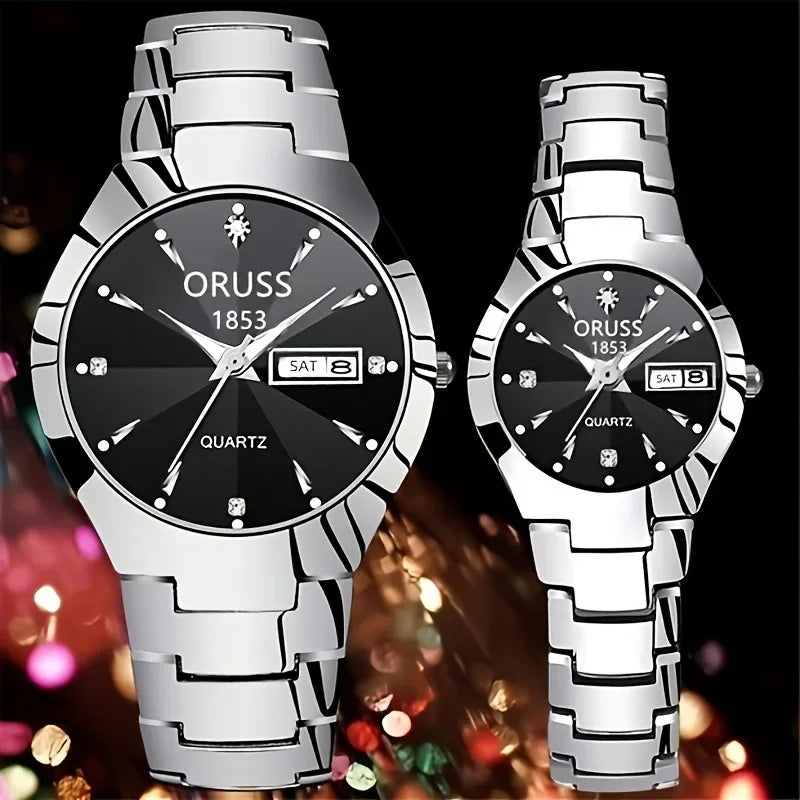 1/2pcs Couples Dial Cutting Quartz Watch Business Fashion Analog