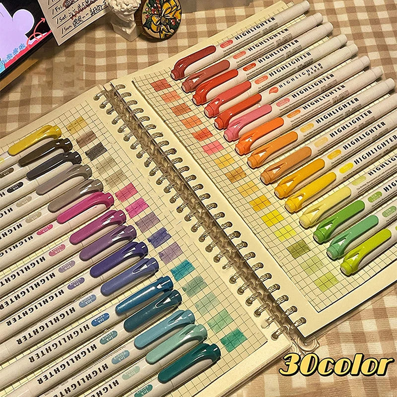 15 Colors Double Headed Highlighter Pen Set Fluorescent Drawing