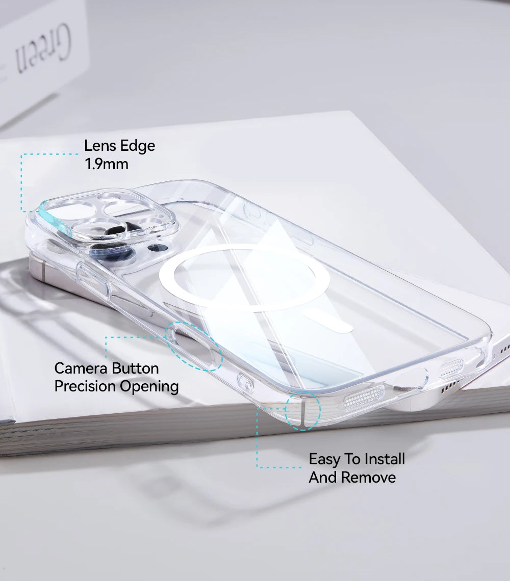 Joyroom Magnetic Case For iPhone 16 15 Pro Max Case Transparent Cover For iPhone 16 Wireless Charger Magnet Cover Anti Yellow