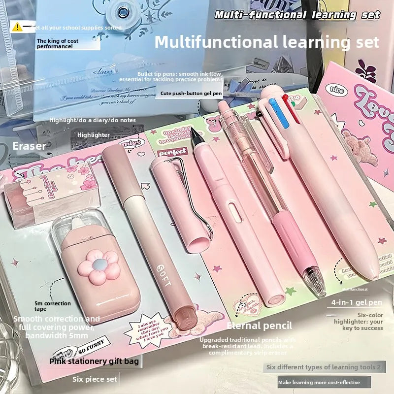 Multifunctional stationery set with high aesthetic gradient student learning