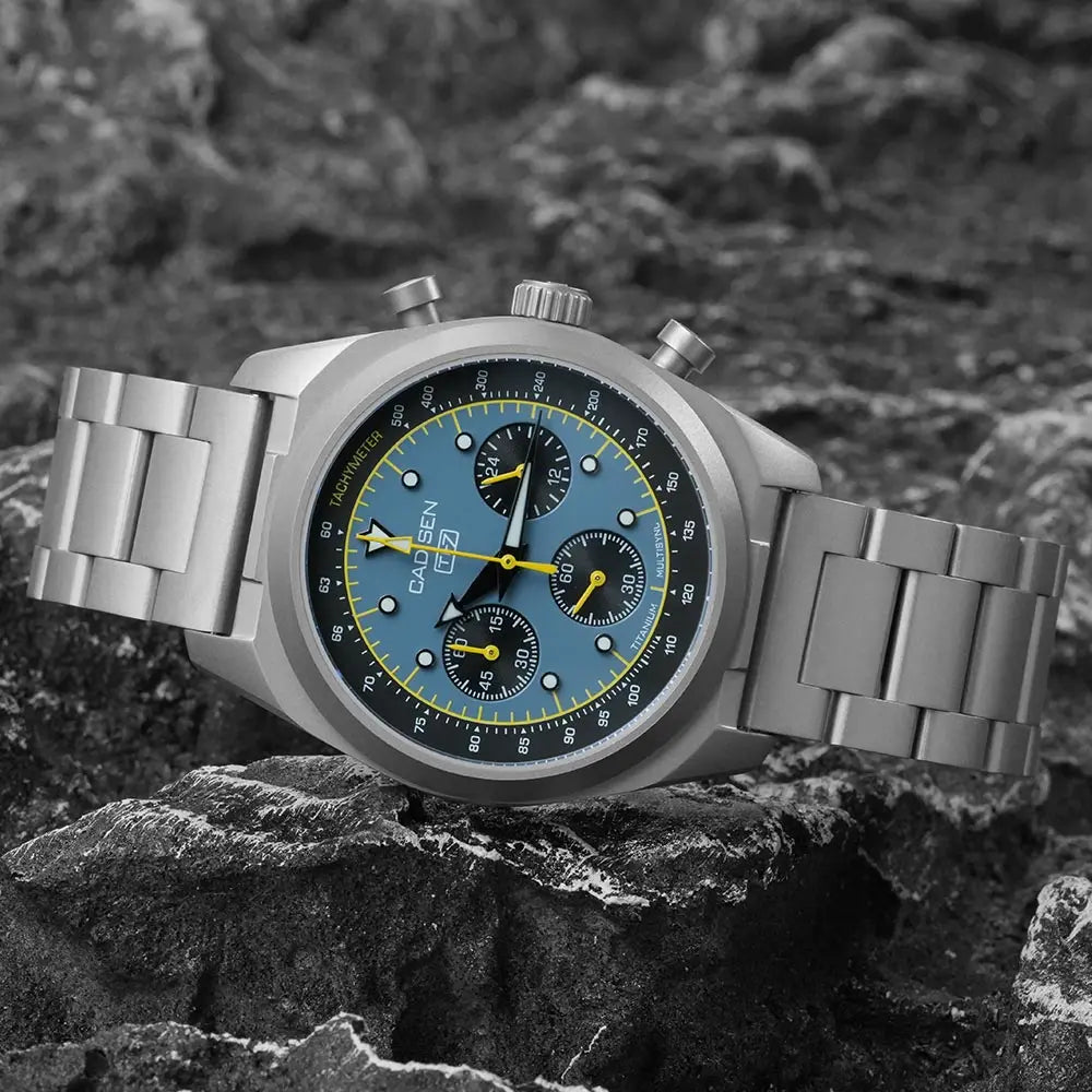 CADISEN TI-7 MULTISYNC Titanium Moon Mens Watches Quartz Chronograph