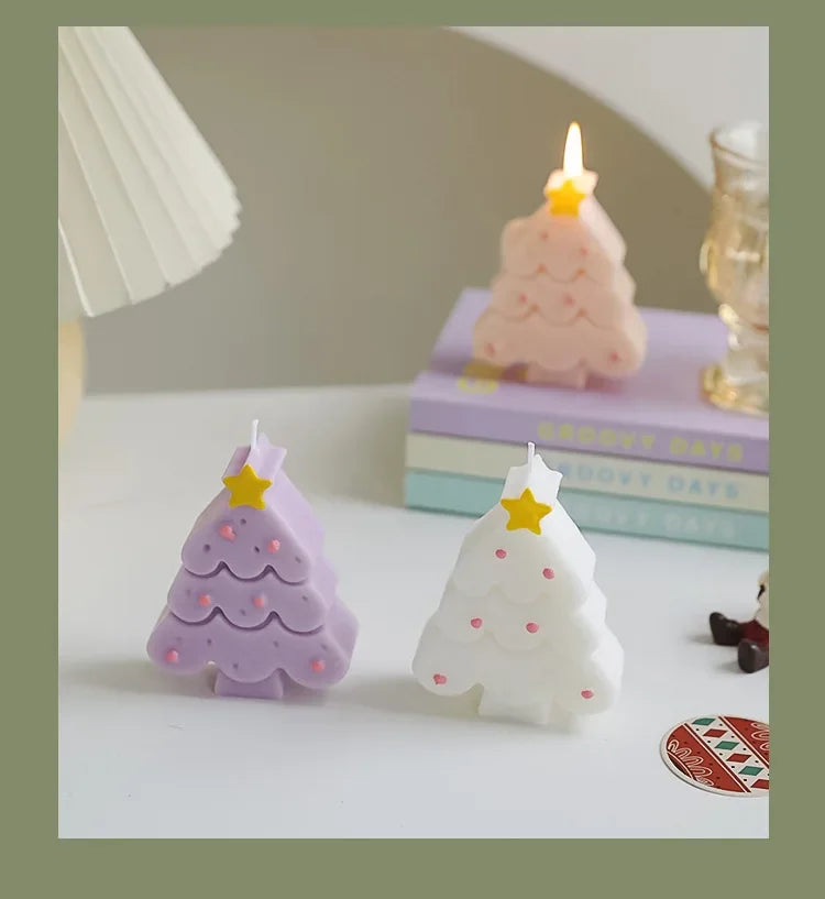 Christmas Scented Candle with Box Mini Christmas Tree Shape Fragrance Candle Home Decor Candle Gift for Friends Women Souvenir
