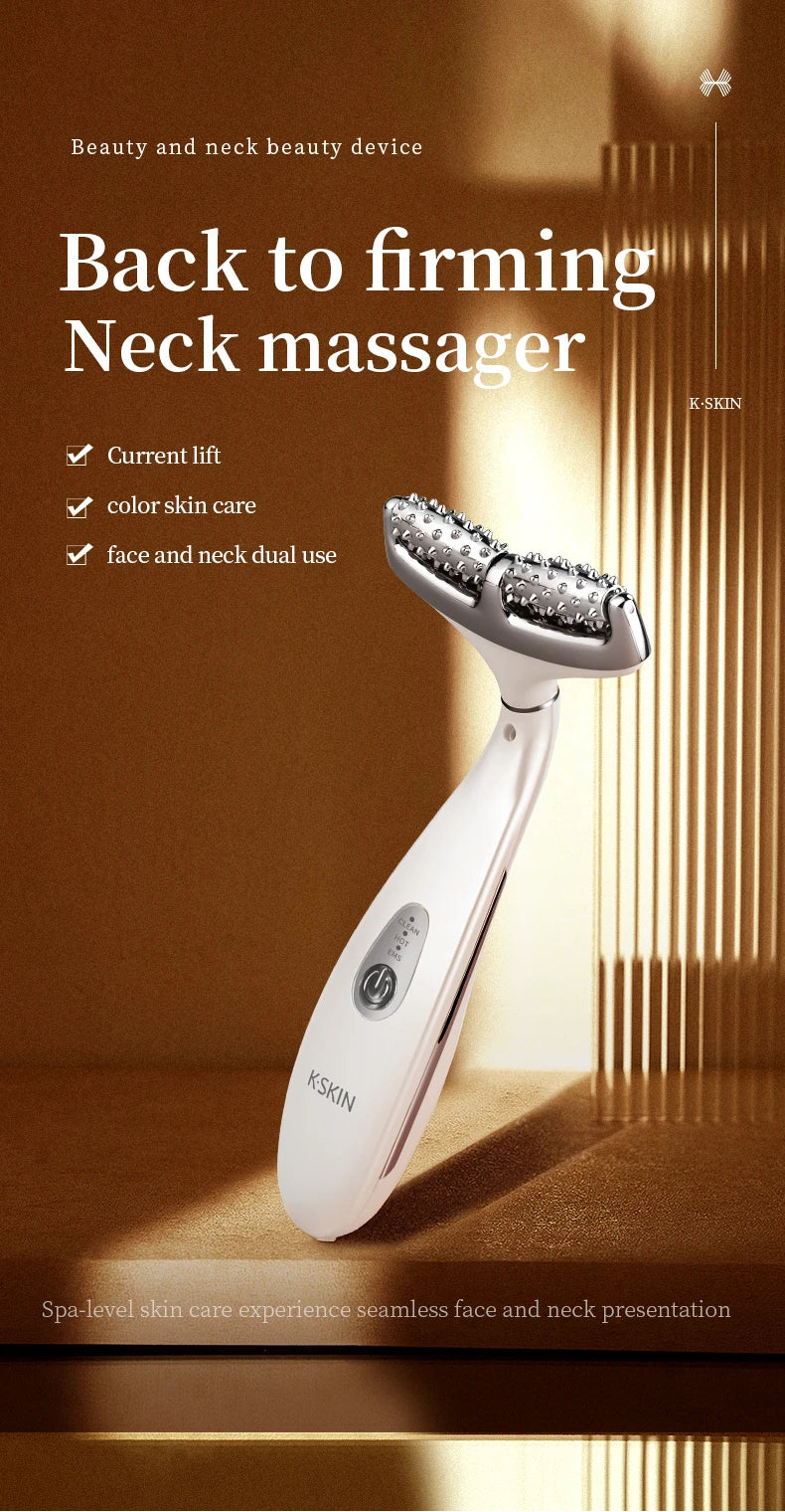 K-SKIN EMS Face Beauty Instrument Beauty Neck Massager Micro-Current Vibration Color light Senility Face Massager  Skin Care